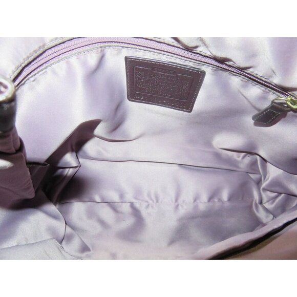Coach 2011 Kristin Ostrich Embossed Mixed Leather Plum Purple Satchel - Picture 13 of 14